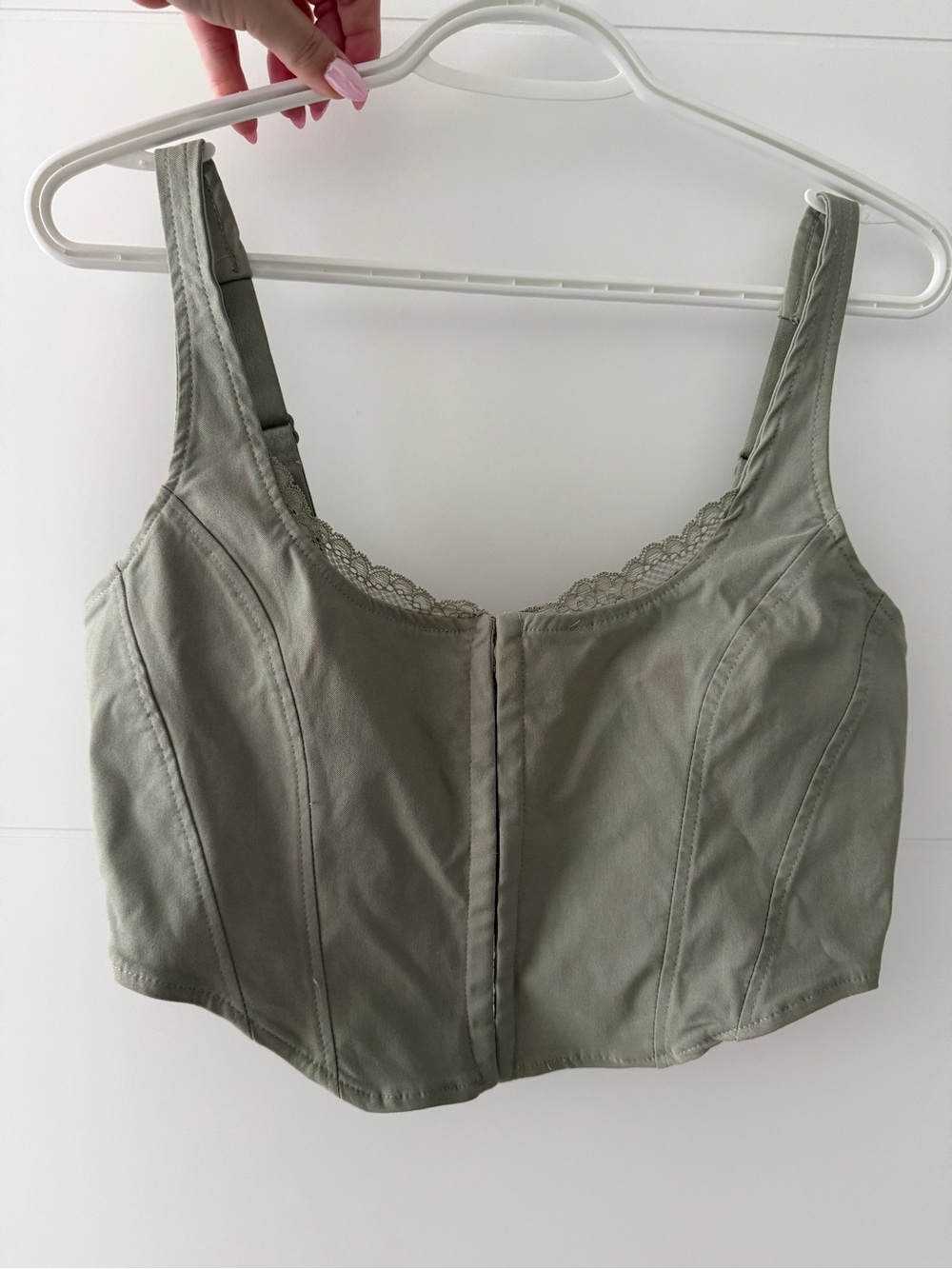 Cropped Corset Top - Pale Olive